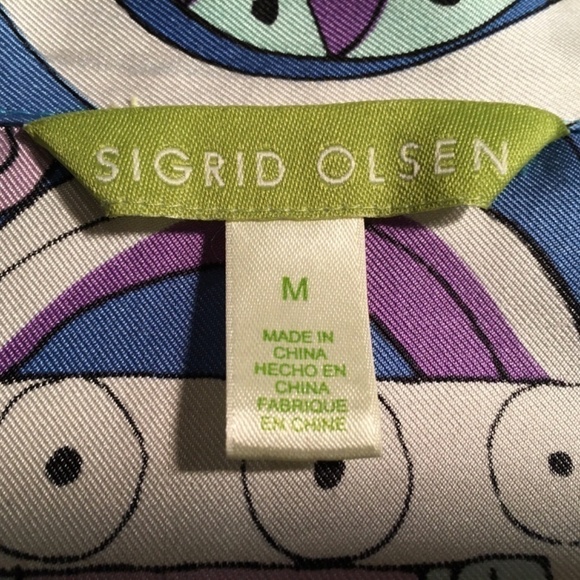 sigrid OLSEN 100% Silk “Signature” Tunic Blouse, BLUE/TURQUOISE, NWOT, Size M - Picture 3 of 8